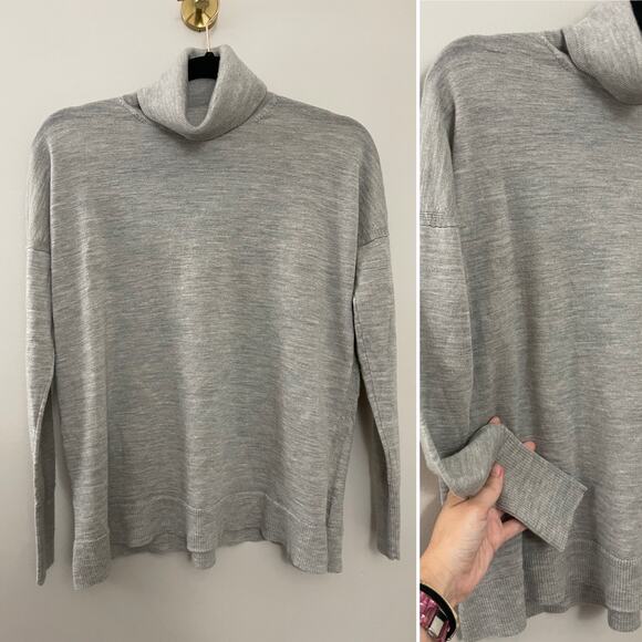 J. Crew Classic Gray Minimalist 100% Merino Wool Boxy‎ Turtleneck Sweater XS/S - Picture 1 of 8